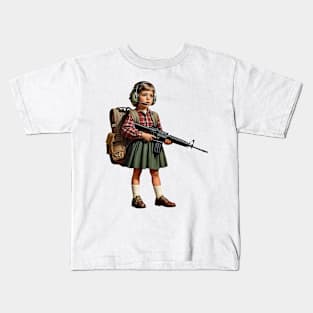 The Little Girl and a Toy Gun Kids T-Shirt